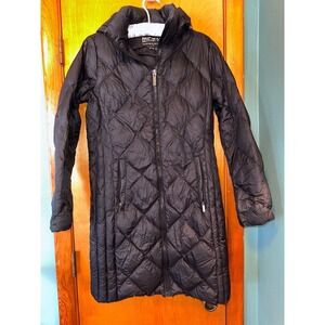 Michael Kors Womens Packable Down Winter Coat S Black Quilted Puffy Hood $240